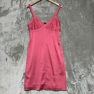 Y2K BCBGMaxazria Satin Coquette Babydoll Mini Dress Womens Size 12 Pink Fairy